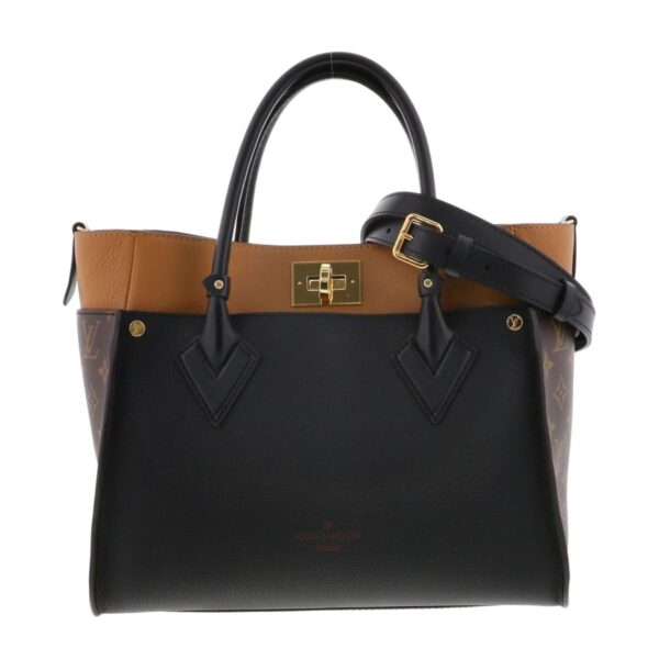 1240004030278 1 Louis Vuitton On My Side MM Tote Bag Black Brown Beige