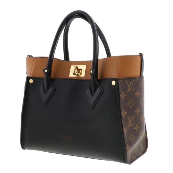 1240004030278 2 Louis Vuitton On My Side MM Tote Bag Black Brown Beige