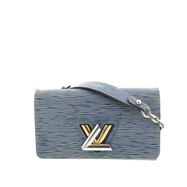 1240005012810 1 Louis Vuitton Twist Chain Wallet Epi Leather Wallet Blue