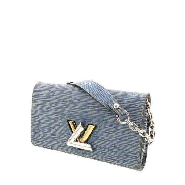 1240005012810 2 Louis Vuitton Twist Chain Wallet Epi Leather Wallet Blue