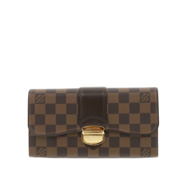 1240005013888 1 Louis Vuitton Damier Ebene Portfolio Sistina Long Wallet Brown