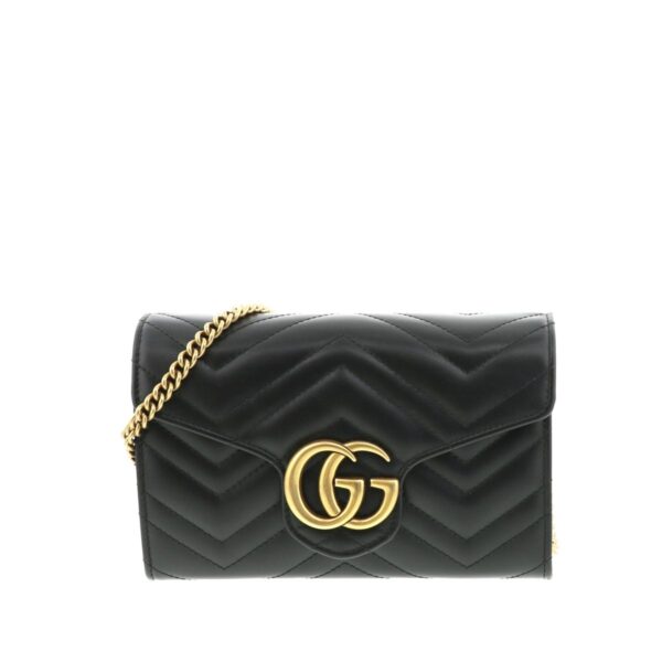 1240005015394 1 Gucci GG Marmont Quilted Chain Wallet Black