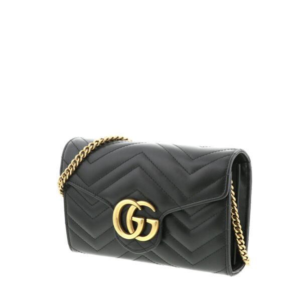 1240005015394 2 Gucci GG Marmont Quilted Chain Wallet Black