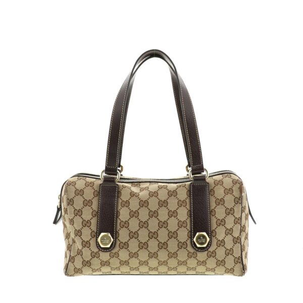 1240005015778 1 Gucci GG Canvas Shoulder Handbag Beige Brown