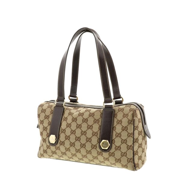 1240005015778 2 Gucci GG Canvas Shoulder Handbag Beige Brown