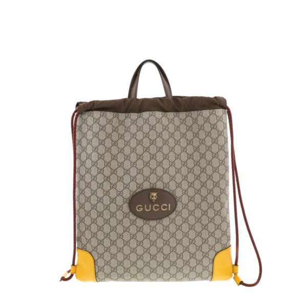 1240005016207 1 Gucci GG Supreme Drawstring Backpack Brown