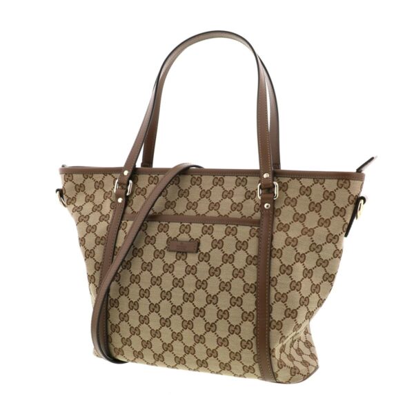 1240005017387 2 Gucci 2Way Tote Bag GG Canvas Brown