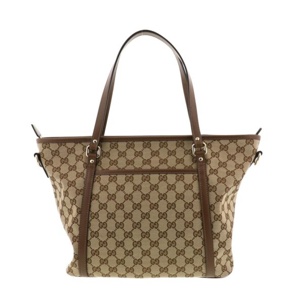 1240005017387 4 Gucci 2Way Tote Bag GG Canvas Brown