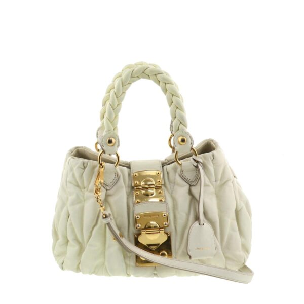 1240005017843 1 Miu Miu Matelasse 2way Handbag White