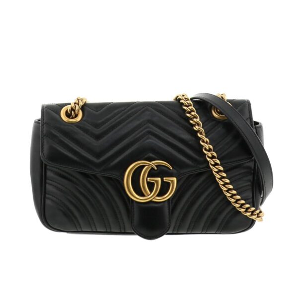 1240005018418 1 Gucci GG Marmont Quilting Small Shoulder Bag Black