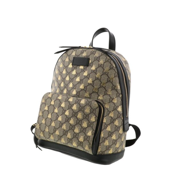 1240005019170 2 Gucci GG Supreme Bee Backpack Gray Black