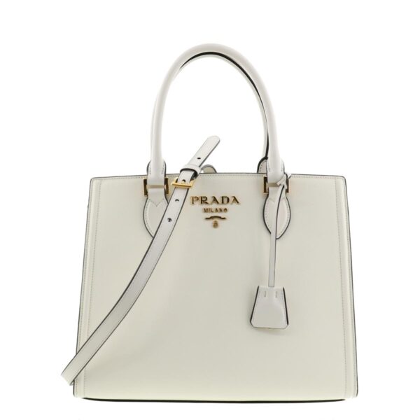 1240005019335 1 Prada Saffiano 2way Tote Bag White