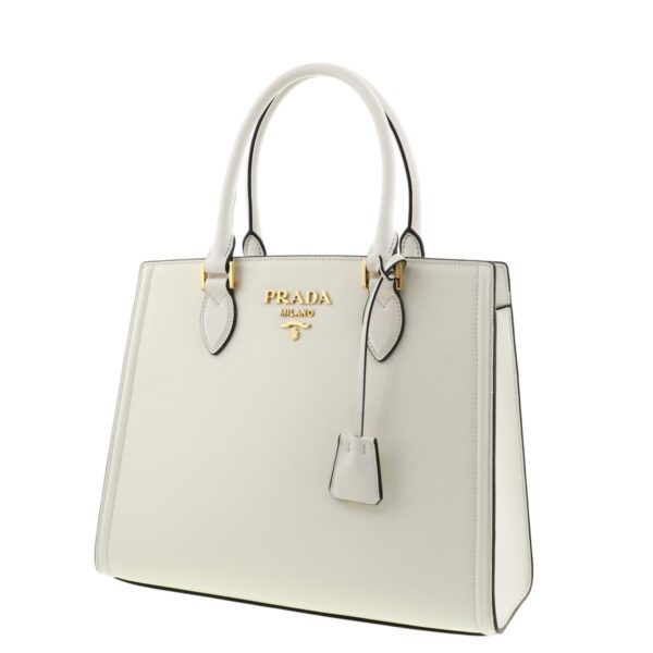 1240005019335 2 Prada Saffiano 2way Tote Bag White