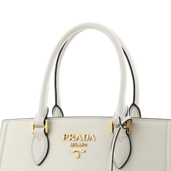 1240005019335 3 Prada Saffiano 2way Tote Bag White