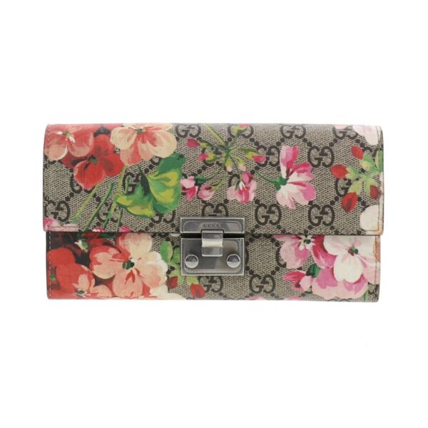 1240005019565 4 Gucci GG Supreme Blooms Chain Wallet Brown