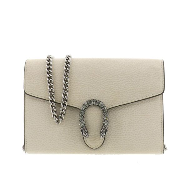 1240005019684 1 Gucci Dionysus Mini Leather Chain Bag White