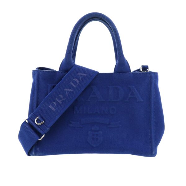 1240005020734 1 Prada Canapa Emboss 2way Shoulder Bag Blue