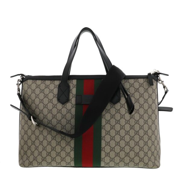 1240005020999 1 Gucci Duffle Sherry Line 2WAY Handbag Gray