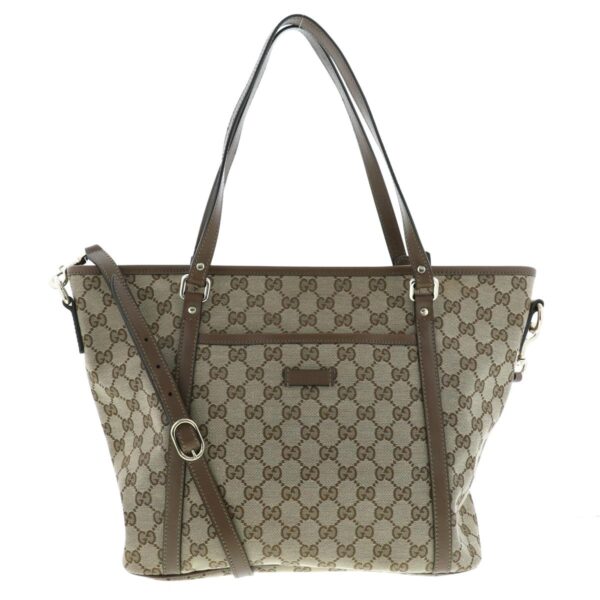 1240005022974 1 Gucci 2WAY Tote Bag GG Canvas Brown