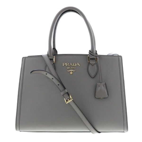 1240005023061 1 1 Prada Saffiano 2way Handbag Gray