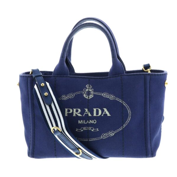 1240005023065 1 Prada Canapa Mini 2way Shoulder Bag Blue