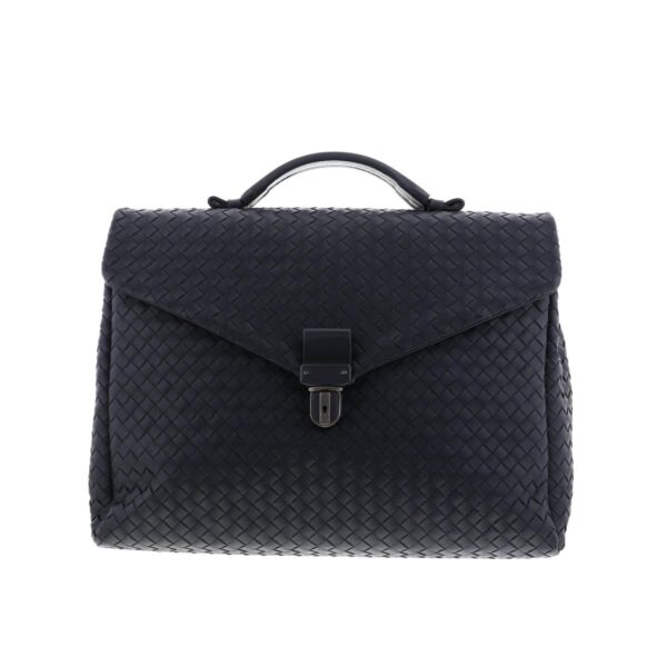 1240005023210 1 Bottega Veneta Intrecciato VN Small Briefcase Navy