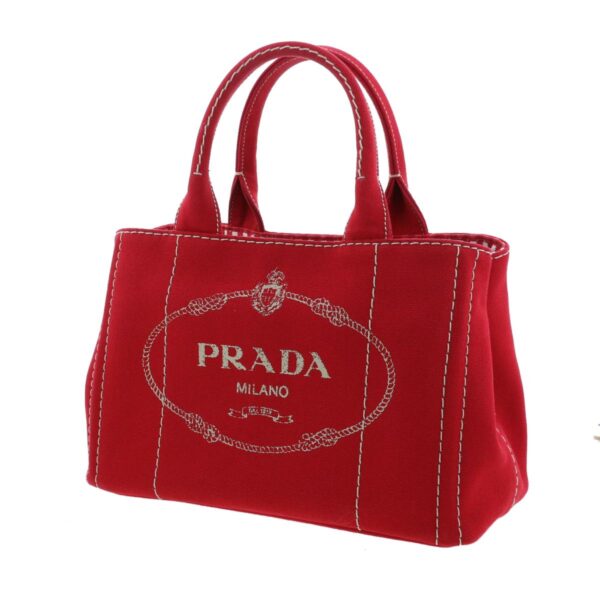 1240005023617 2 Prada Canapa Mini 2way Tote Bag Red