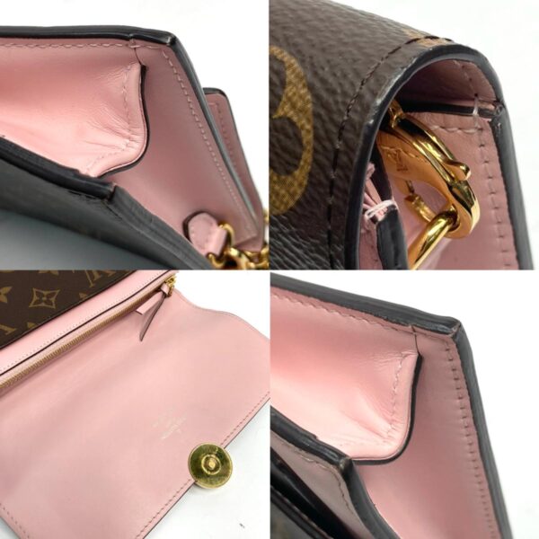 1240005025721 4 2 Louis Vuitton Portfolio Floral Wallet Chain Monogram Brown Pink