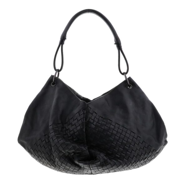 1240005026022 1 Bottega Veneta Intrecciato Shoulder Bag Black