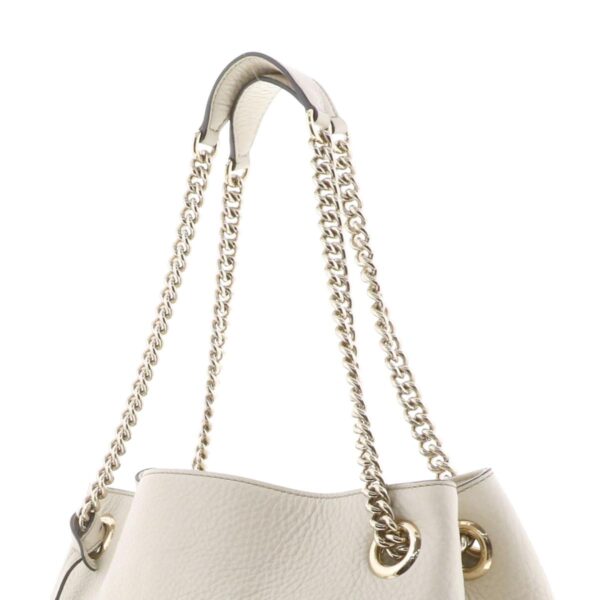 1240005026860 3 Gucci Interlocking Soho Fringe G Chain Shoulder Bag Beige White