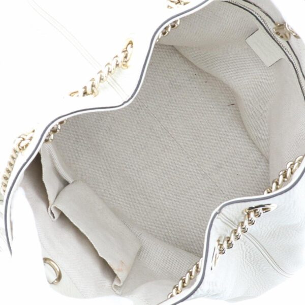 1240005026860 6 Gucci Interlocking Soho Fringe G Chain Shoulder Bag Beige White