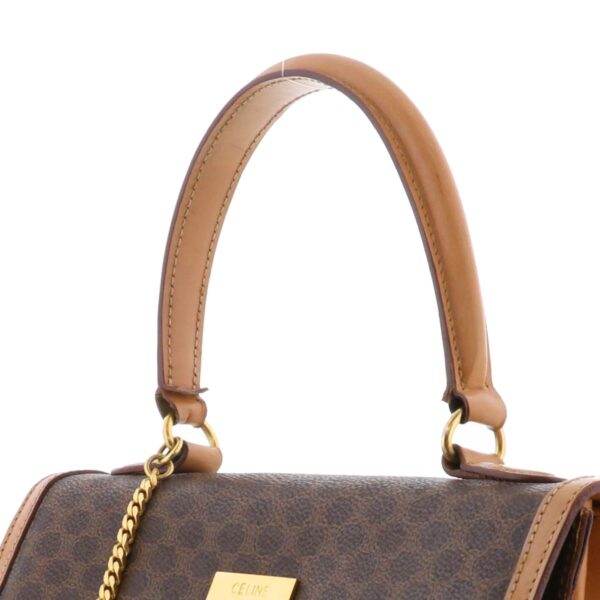 1240005027521 3 Celine Macadam Chain Lock Top Handle Bag Brown