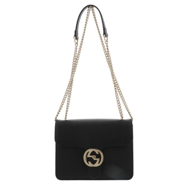 1240005027815 1 1 Gucci Interlocking Chain Shoulder Bag Black