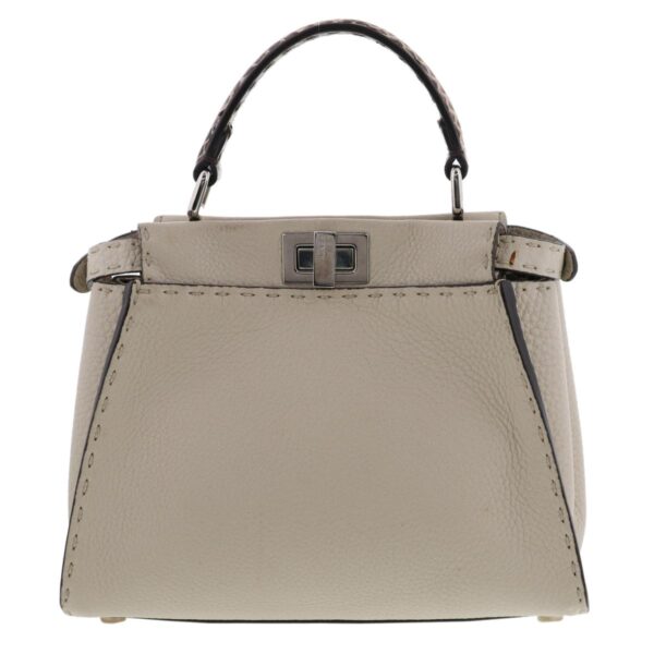 1240005028928 4 Fendi Mini Peekaboo 2way Shoulder Bag Python Beige