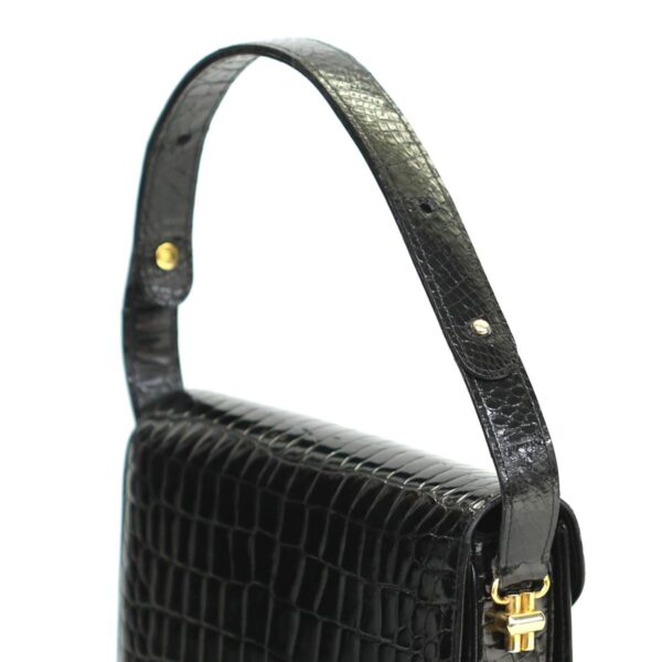 1240006009339 3 Gucci Crocodile Shoulder Messenger Bag Black