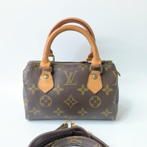 1240007004577 1 Louis Vuitton Mini Speedy Monogram Canvas Handbag Brown