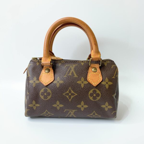 1240007004577 2 Louis Vuitton Mini Speedy Monogram Canvas Handbag Brown