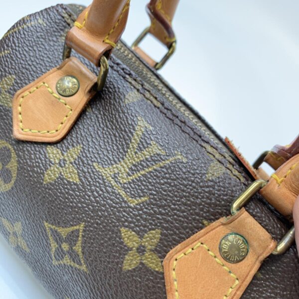 1240007004577 5 Louis Vuitton Mini Speedy Monogram Canvas Handbag Brown