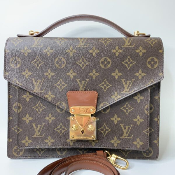 1240007004595 1 Louis Vuitton Monceau Monogram Canvas Clutch Bag Brown