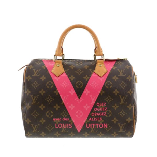 1240007007085 1 Louis Vuitton Speedy 30 V Line Handbag Monogram Pink