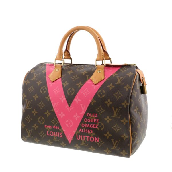 1240007007085 2 Louis Vuitton Speedy 30 V Line Handbag Monogram Pink