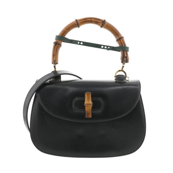 1240007008913 1 Gucci Bamboo 2WAY Handbag Black