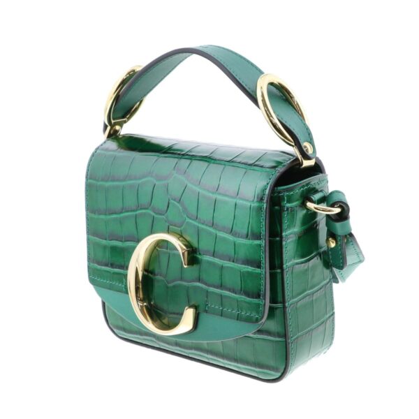 1240007017717 2 1 Chloe C Croco Embossed 2way Shoulder Bag Green