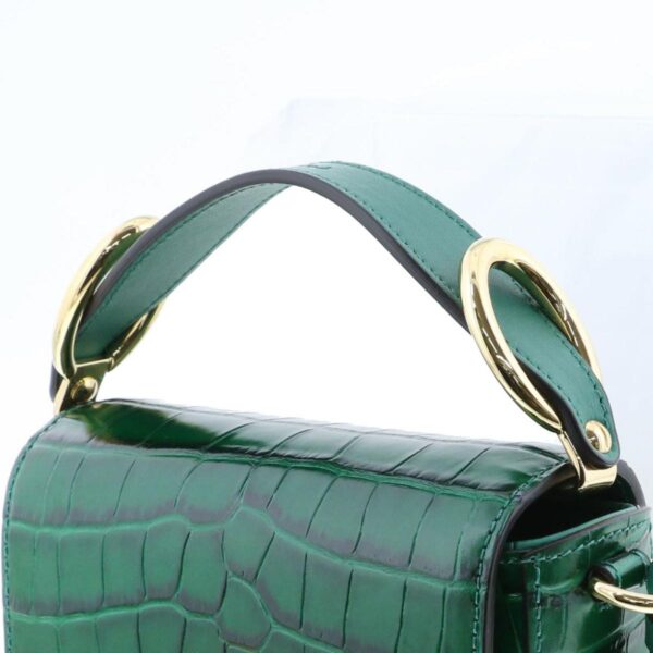 1240007017717 3 1 Chloe C Croco Embossed 2way Shoulder Bag Green