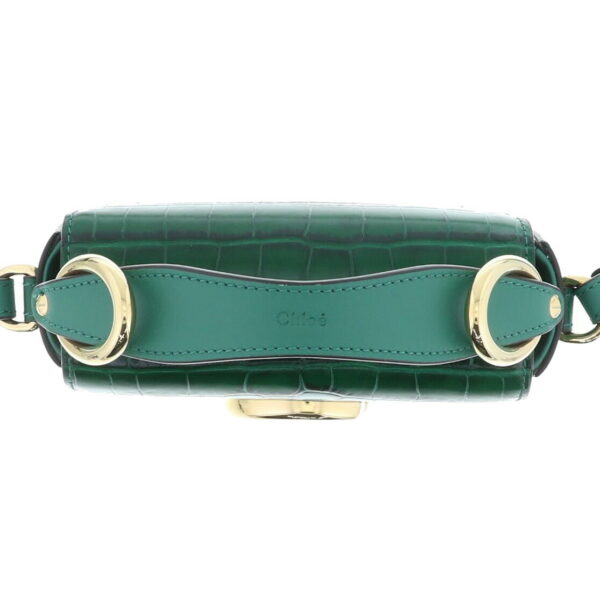 1240007017717 6 1 Chloe C Croco Embossed 2way Shoulder Bag Green