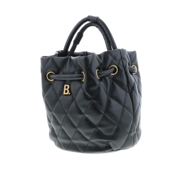 1240007020714 2 Balenciaga Quilting B Baquet Shoulder Bag Black