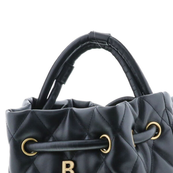 1240007020714 3 Balenciaga Quilting B Baquet Shoulder Bag Black