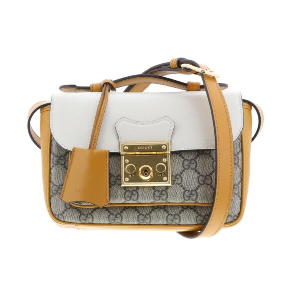 1240007020994 1 Gucci GG Supreme Padlock Shoulder Bag Beige