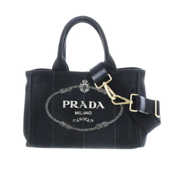 1240007021100 1 Prada Canapa Mini 2way Shoulder Bag Black