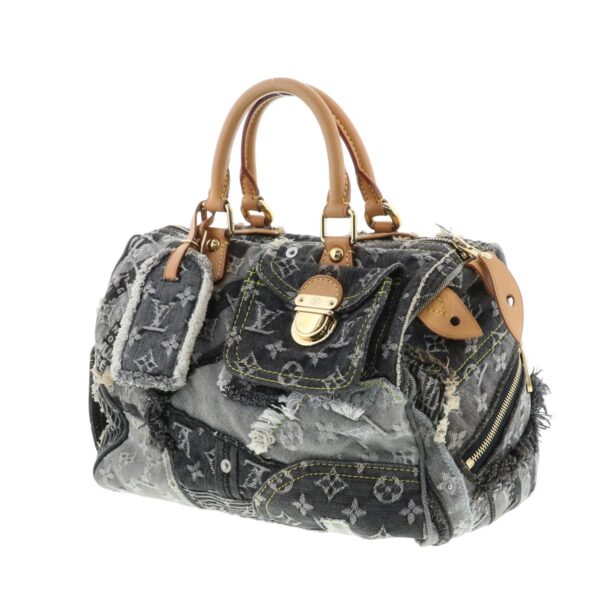 1240007021559 2 Louis Vuitton Speedy 30 Patchwork Handbag Denim Black